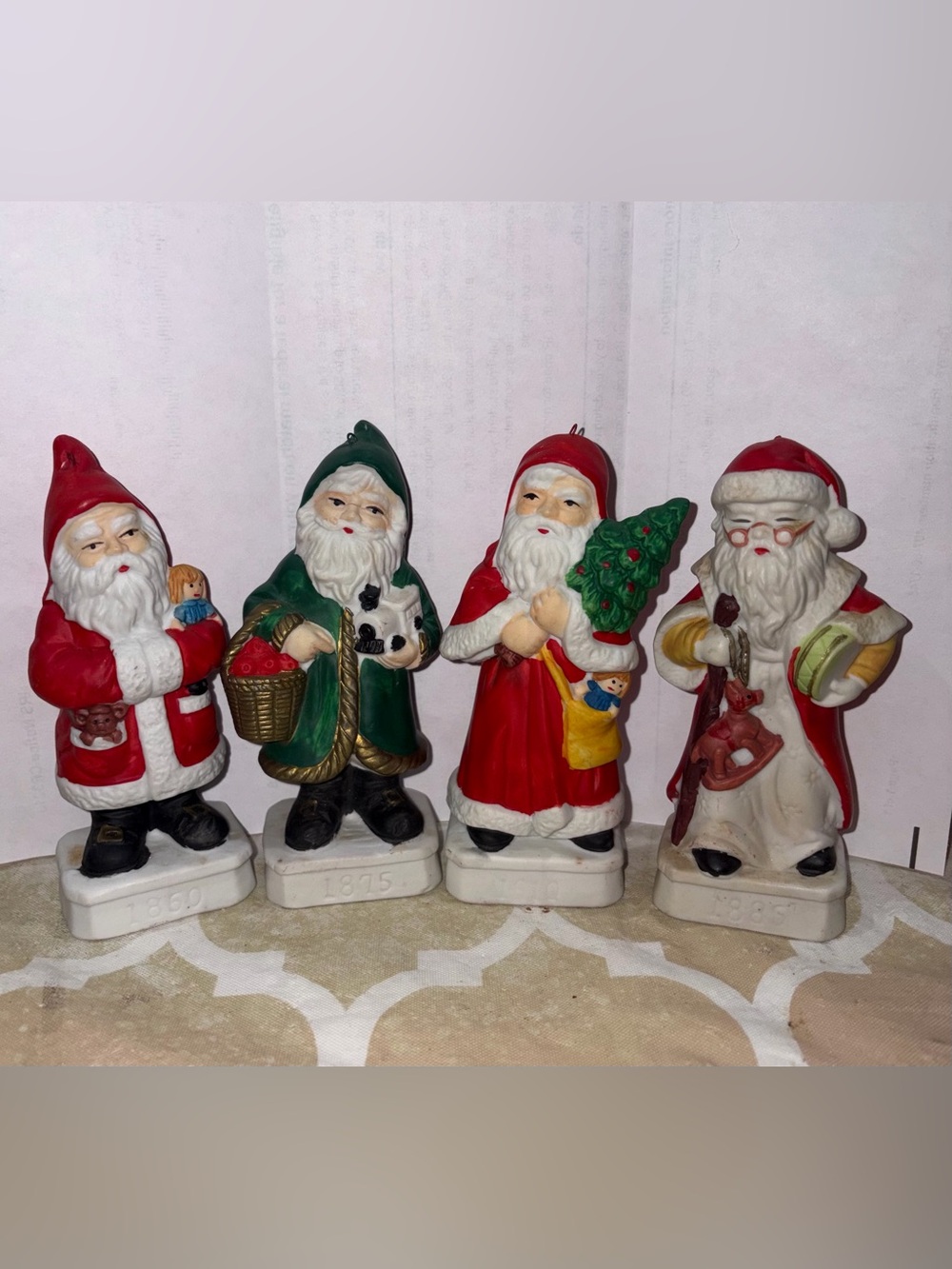 Vintage Gare Decades Santa Collection Ceramic 1860 1875 1885 1910 Set of 4